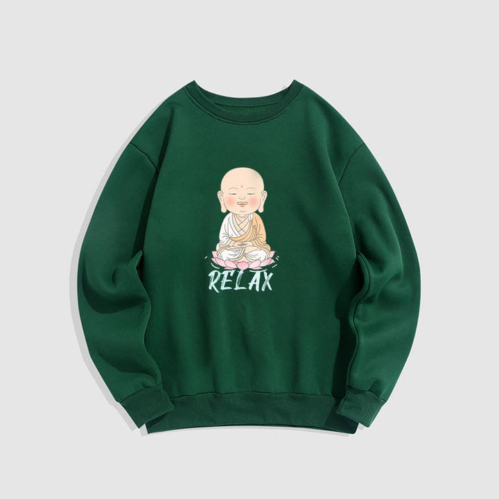 Sweat-shirt à col rond doublé en polaire Buddha Stones RELAX