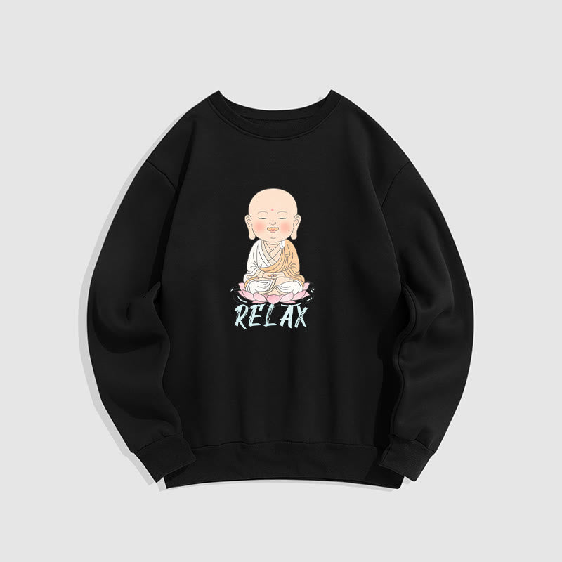Sweat-shirt à col rond doublé en polaire Buddha Stones RELAX