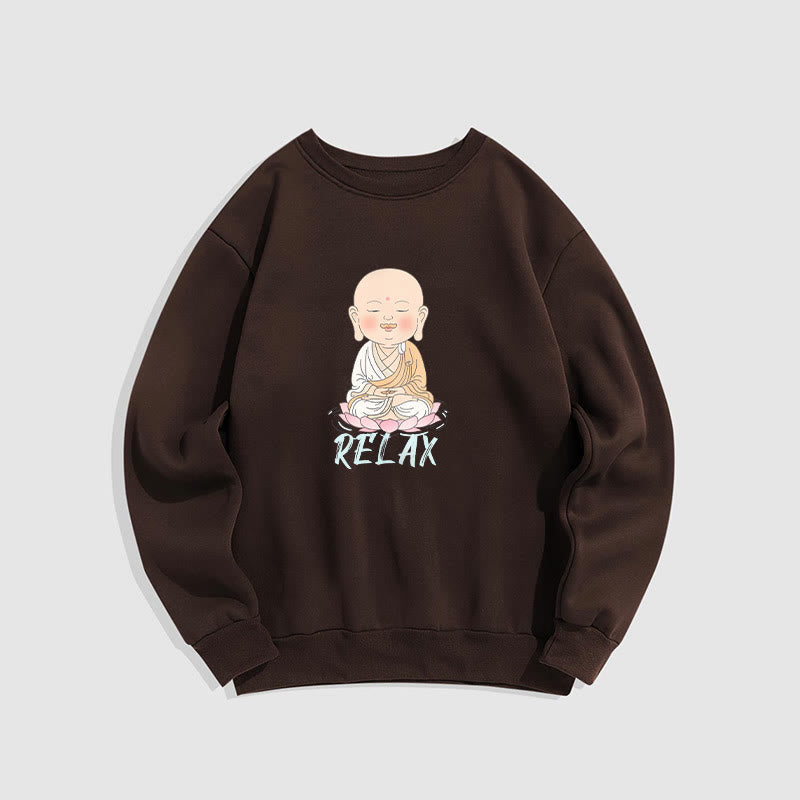 Sweat-shirt à col rond doublé en polaire Buddha Stones RELAX