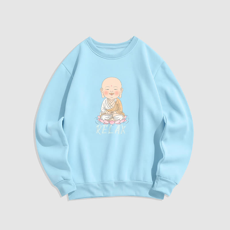 Sweat-shirt à col rond doublé en polaire Buddha Stones RELAX