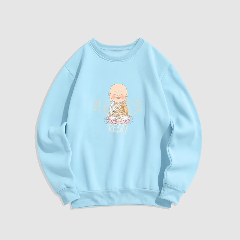 Sweat-shirt à col rond doublé en polaire Buddha Stones RELAX