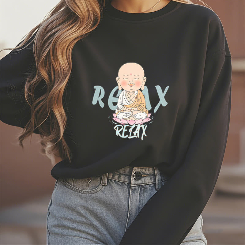 Sweat-shirt à col rond doublé en polaire Buddha Stones RELAX