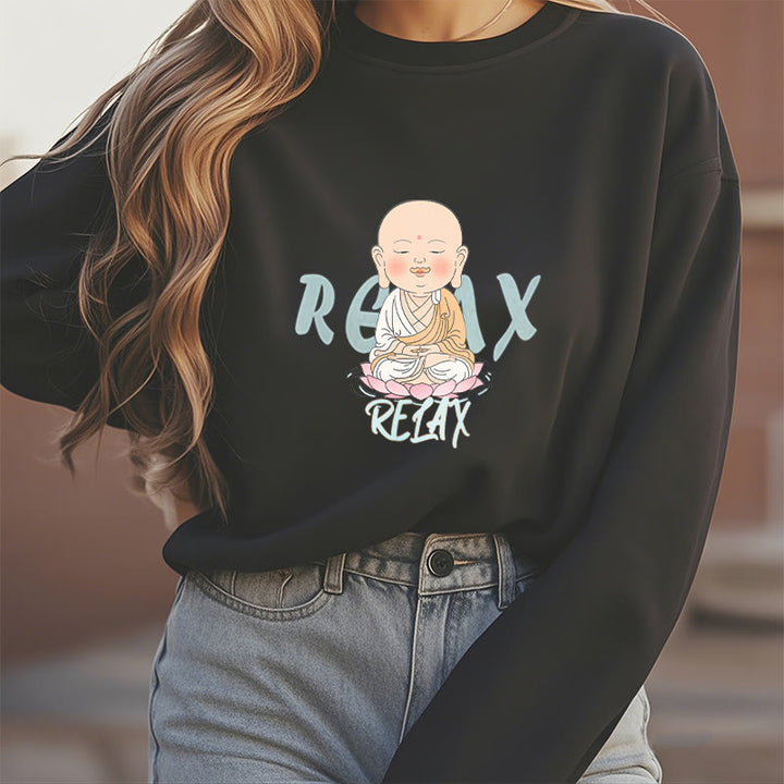 Sweat-shirt à col rond doublé en polaire Buddha Stones RELAX