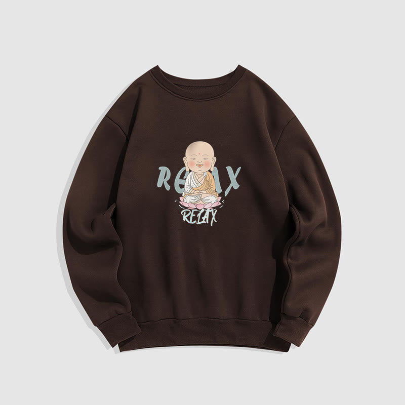 Sweat-shirt à col rond doublé en polaire Buddha Stones RELAX
