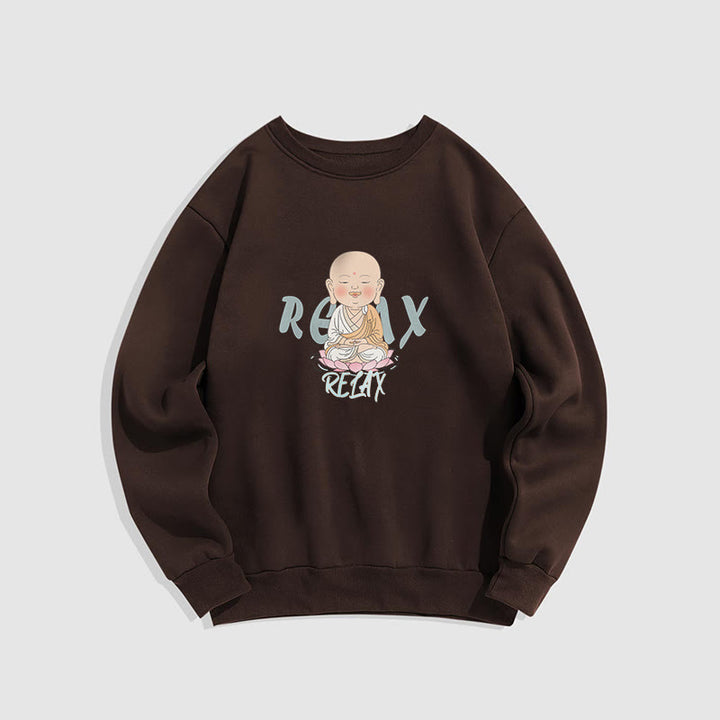 Sweat-shirt à col rond doublé en polaire Buddha Stones RELAX