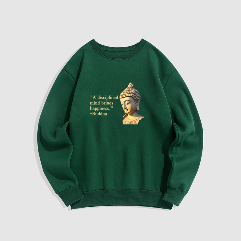 Buddha Stones Un esprit discipliné apporte le bonheur Sweat-shirt en polyester doublé polaire Bouddha
