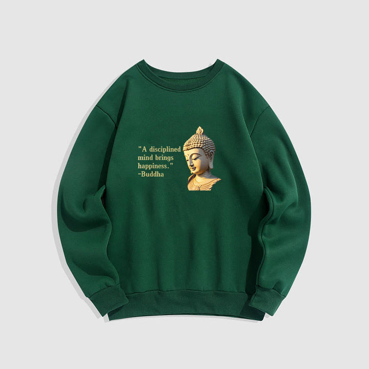 Buddha Stones Un esprit discipliné apporte le bonheur Sweat-shirt en polyester doublé polaire Bouddha