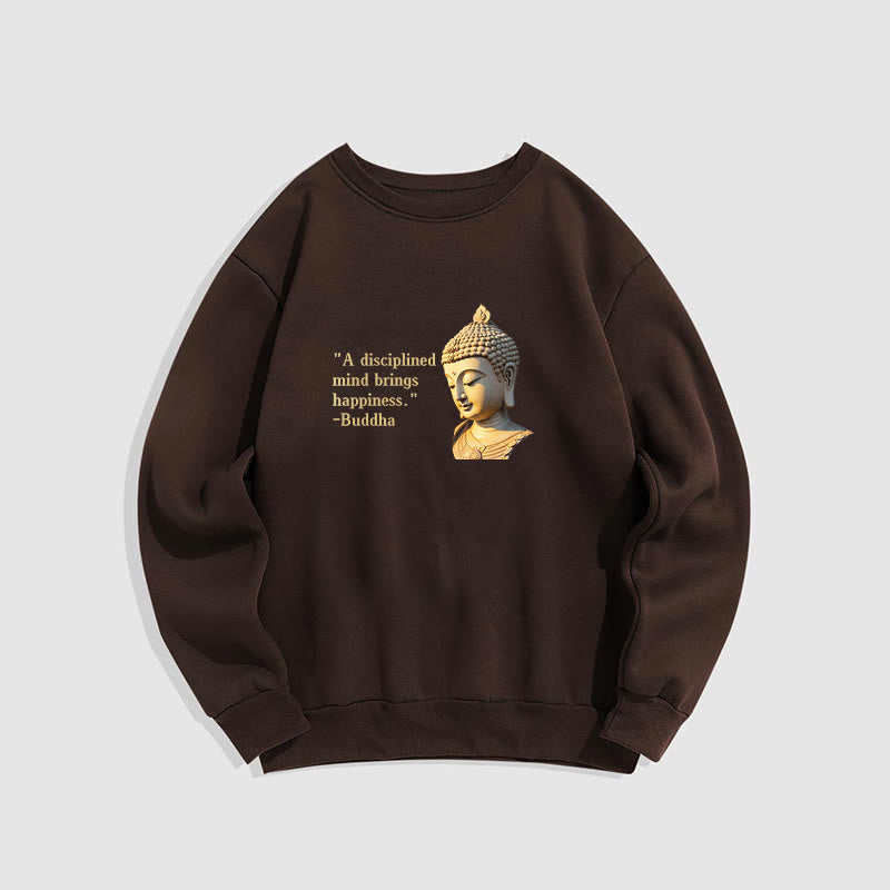 Buddha Stones Un esprit discipliné apporte le bonheur Sweat-shirt en polyester doublé polaire Bouddha