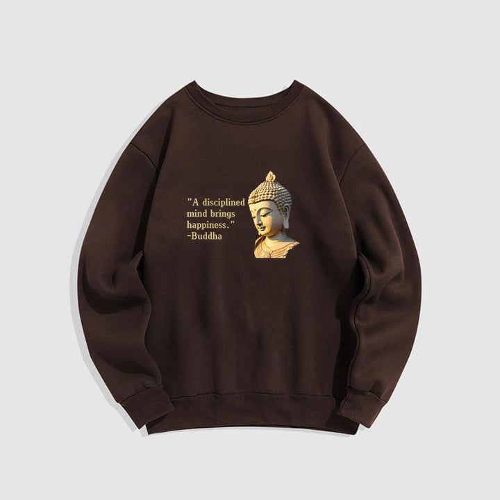 Buddha Stones Un esprit discipliné apporte le bonheur Sweat-shirt en polyester doublé polaire Bouddha