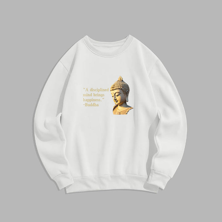 Buddha Stones Un esprit discipliné apporte le bonheur Sweat-shirt en polyester doublé polaire Bouddha