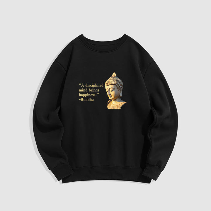 Buddha Stones Un esprit discipliné apporte le bonheur Sweat-shirt en polyester doublé polaire Bouddha
