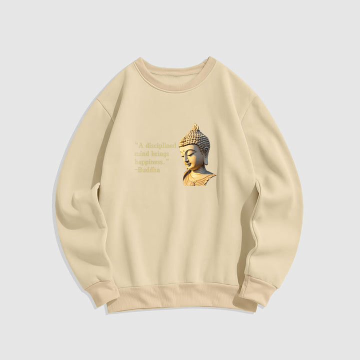 Buddha Stones Un esprit discipliné apporte le bonheur Sweat-shirt en polyester doublé polaire Bouddha