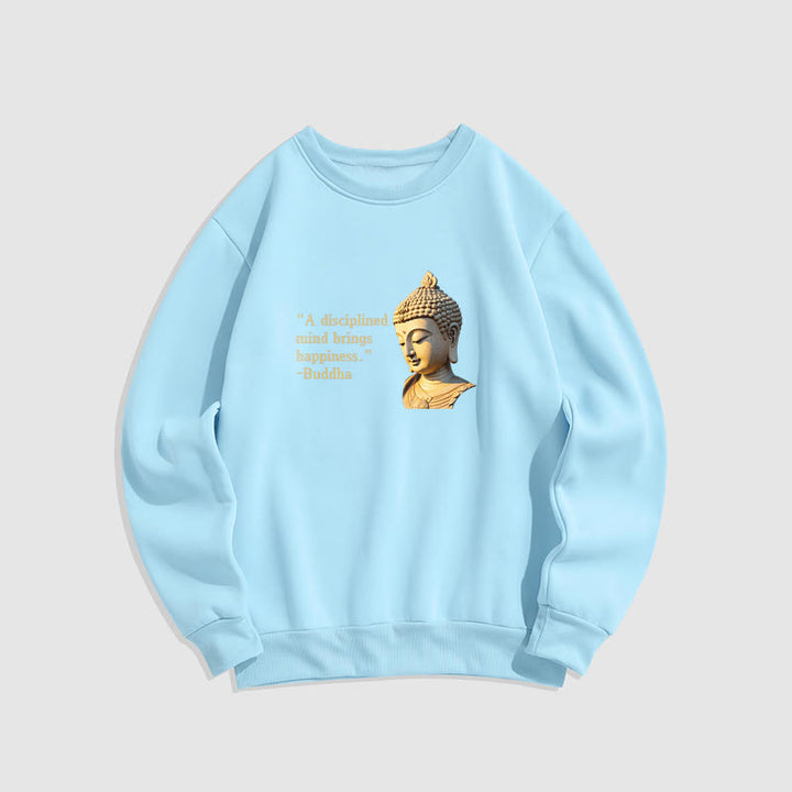 Buddha Stones Un esprit discipliné apporte le bonheur Sweat-shirt en polyester doublé polaire Bouddha