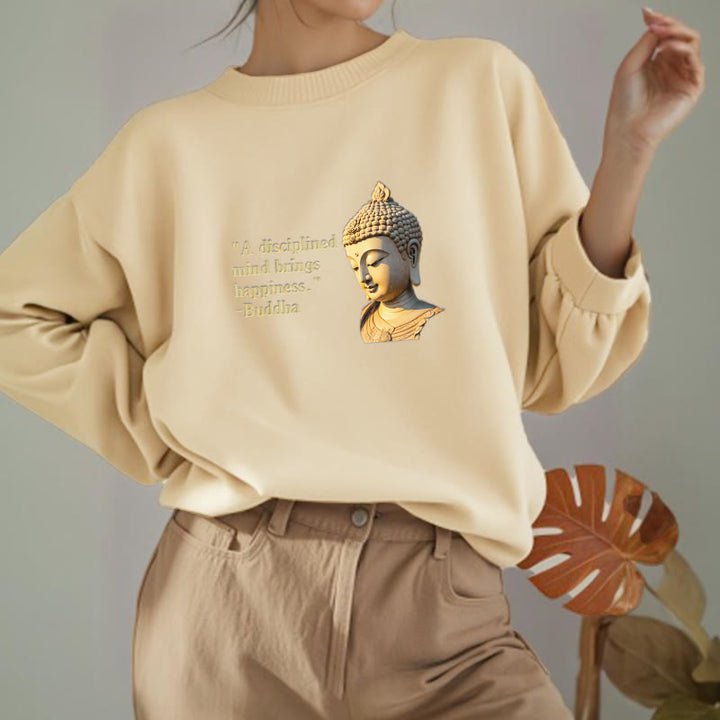 Buddha Stones Un esprit discipliné apporte le bonheur Sweat-shirt en polyester doublé polaire Bouddha