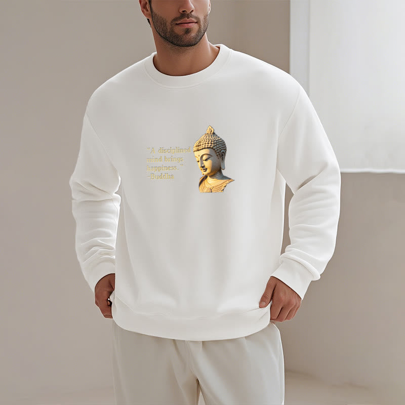 Buddha Stones Un esprit discipliné apporte le bonheur Sweat-shirt en polyester doublé polaire Bouddha