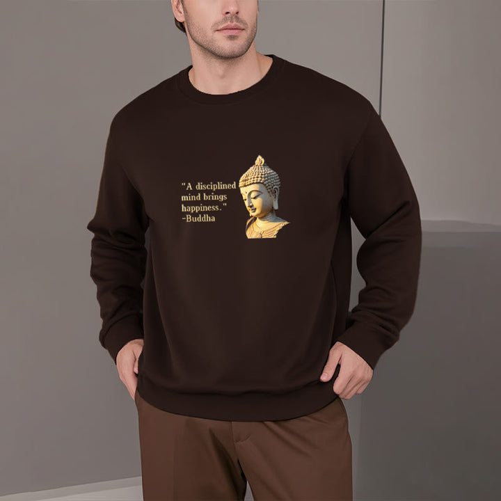 Buddha Stones Un esprit discipliné apporte le bonheur Sweat-shirt en polyester doublé polaire Bouddha