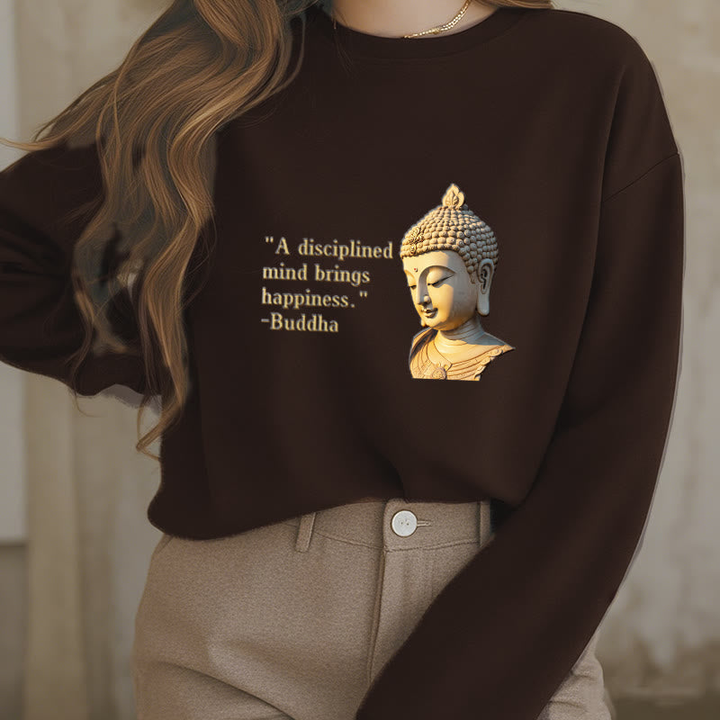 Buddha Stones Un esprit discipliné apporte le bonheur Sweat-shirt en polyester doublé polaire Bouddha