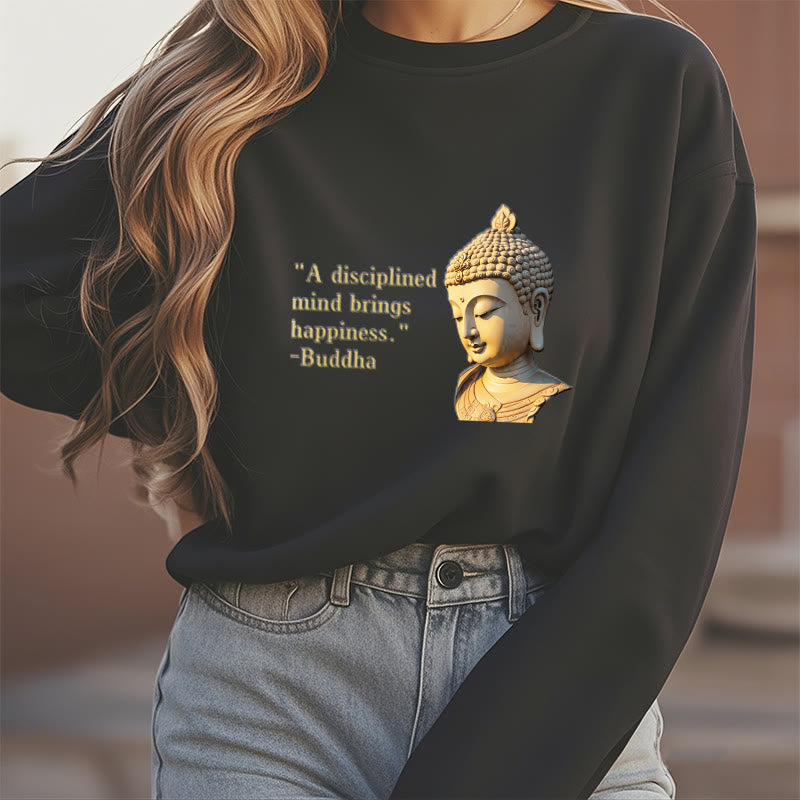 Buddha Stones Un esprit discipliné apporte le bonheur Sweat-shirt en polyester doublé polaire Bouddha
