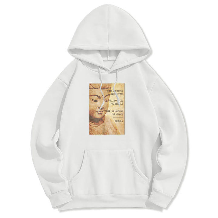 Buddha Stones CE QUE VOUS PENSEZ DEVENIR Sweat à capuche doublé polaire en polyester doublé polaire