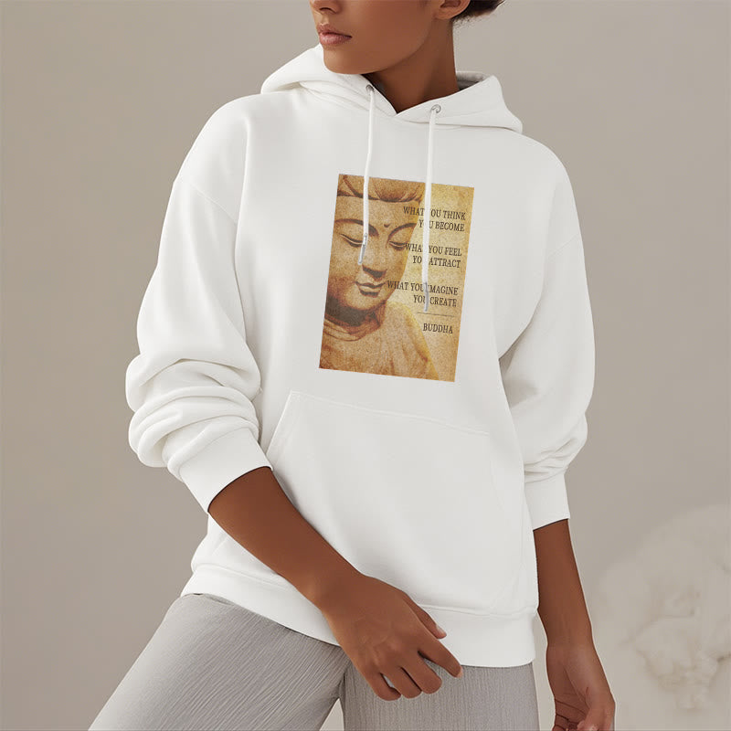 Buddha Stones CE QUE VOUS PENSEZ DEVENIR Sweat à capuche doublé polaire en polyester doublé polaire