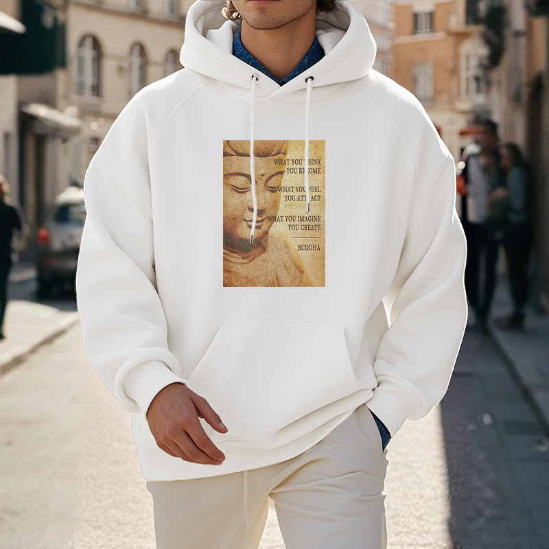 Buddha Stones CE QUE VOUS PENSEZ DEVENIR Sweat à capuche doublé polaire en polyester doublé polaire