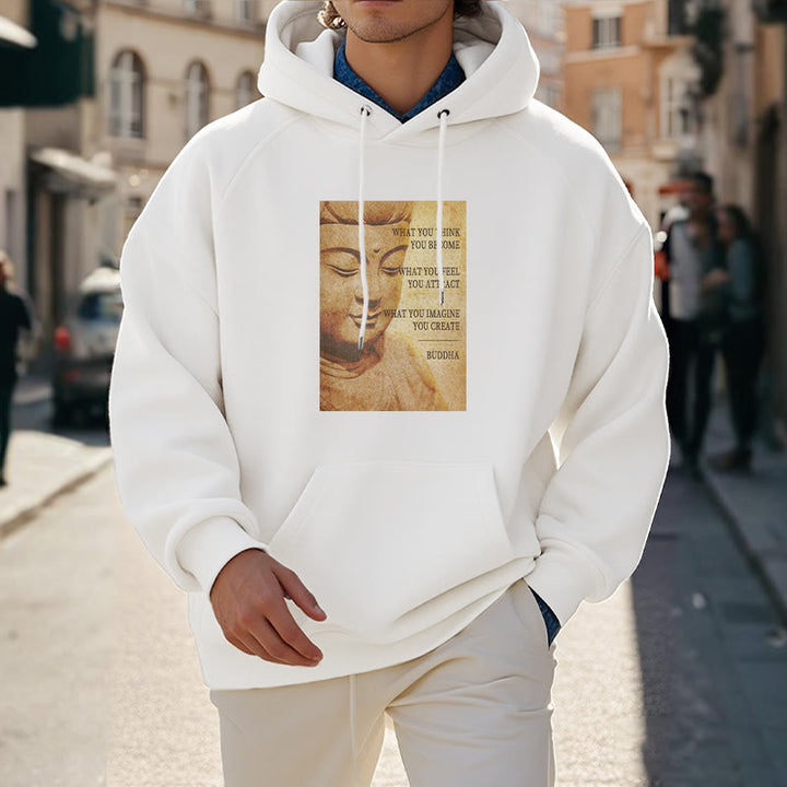 Buddha Stones CE QUE VOUS PENSEZ DEVENIR Sweat à capuche doublé polaire en polyester doublé polaire