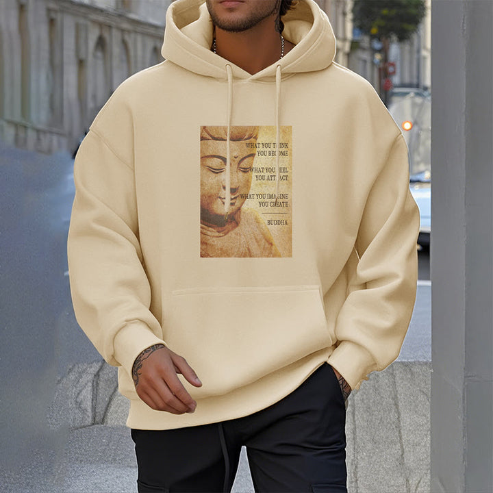 Buddha Stones CE QUE VOUS PENSEZ DEVENIR Sweat à capuche doublé polaire en polyester doublé polaire