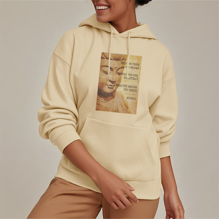 Buddha Stones CE QUE VOUS PENSEZ DEVENIR Sweat à capuche doublé polaire en polyester doublé polaire