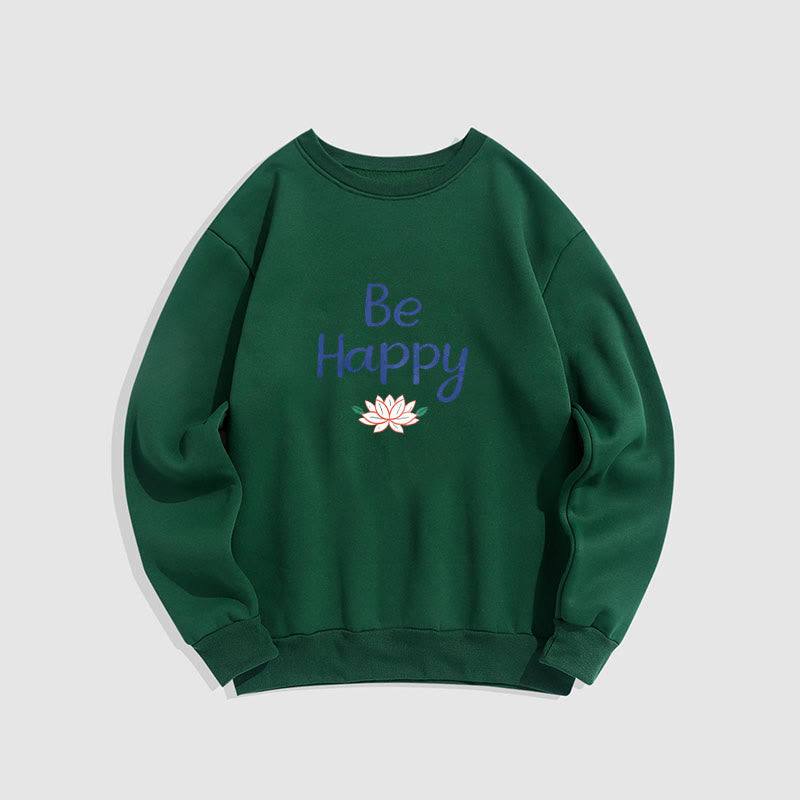 Sweat-shirt doublé en polaire douce avec motif Buddha Stones BE HAPPY Lotus