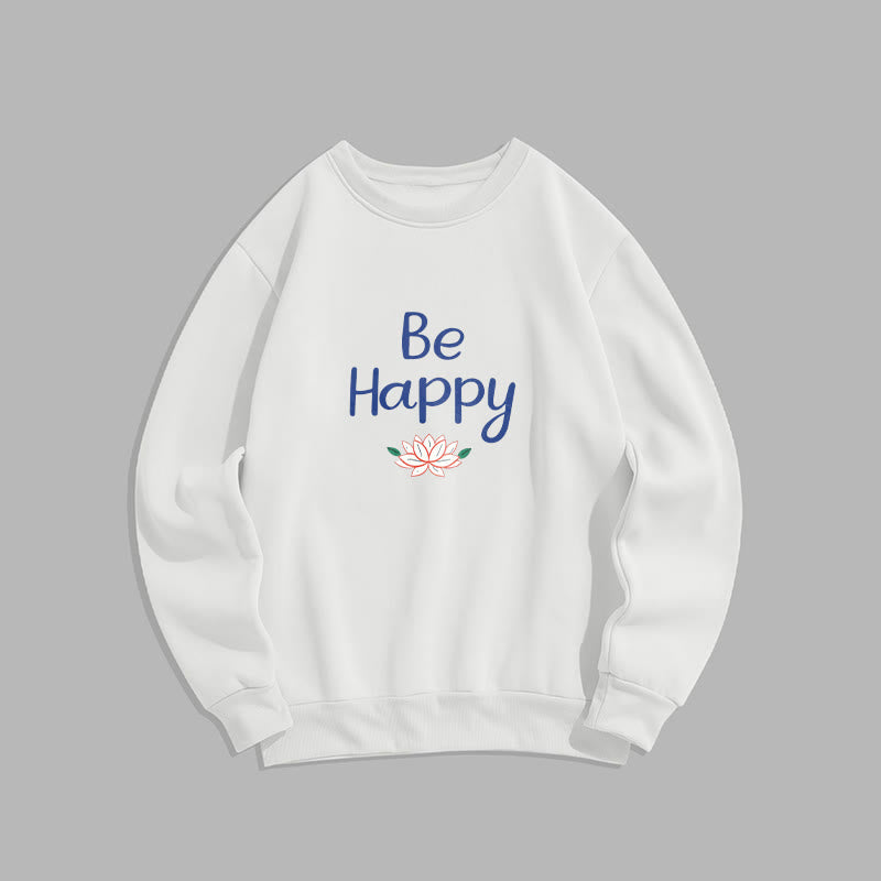 Sweat-shirt doublé en polaire douce avec motif Buddha Stones BE HAPPY Lotus