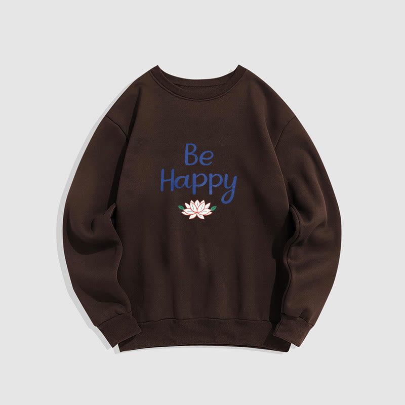 Sweat-shirt doublé en polaire douce avec motif Buddha Stones BE HAPPY Lotus