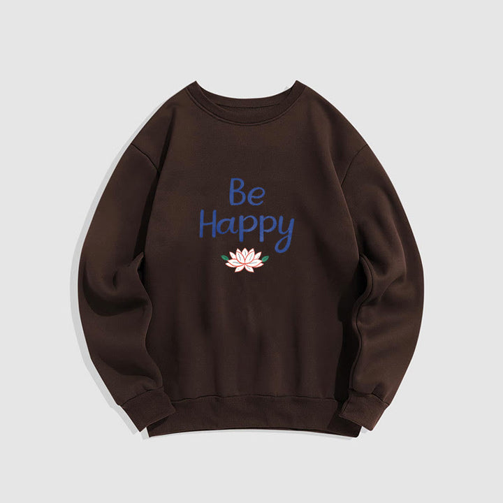 Sweat-shirt doublé en polaire douce avec motif Buddha Stones BE HAPPY Lotus