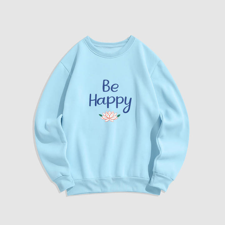 Sweat-shirt doublé en polaire douce avec motif Buddha Stones BE HAPPY Lotus
