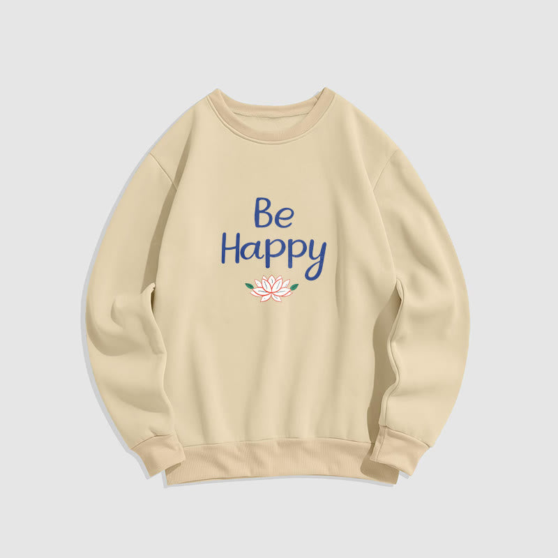 Sweat-shirt doublé en polaire douce avec motif Buddha Stones BE HAPPY Lotus