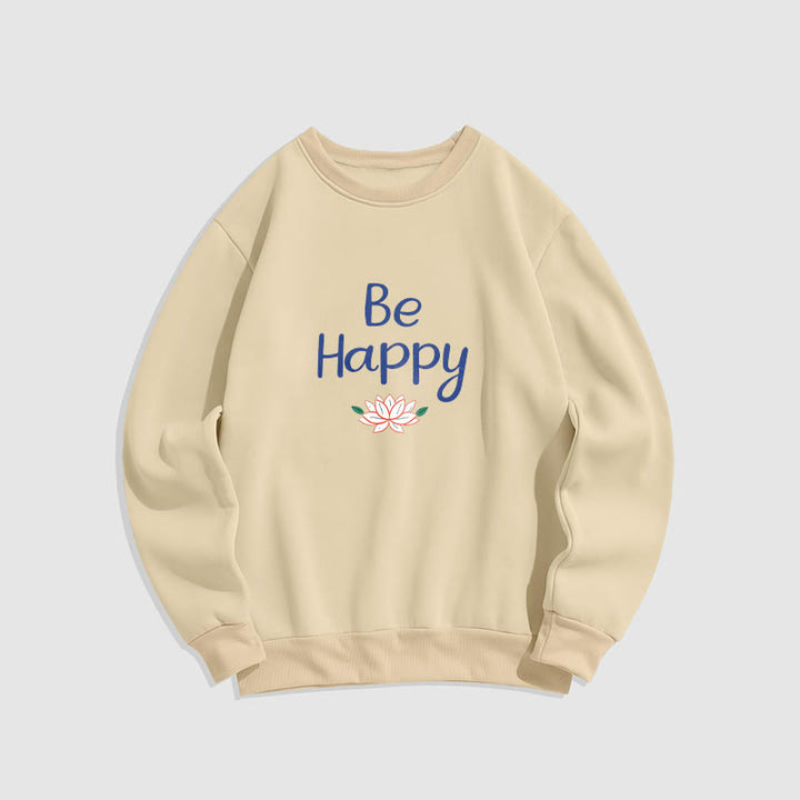 Sweat-shirt doublé en polaire douce avec motif Buddha Stones BE HAPPY Lotus