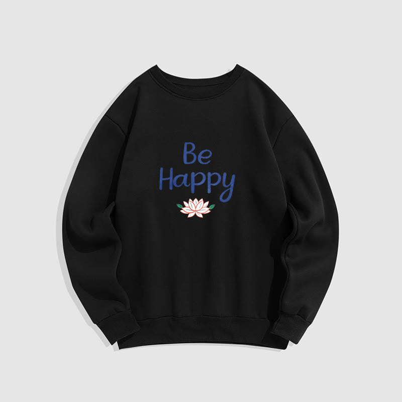 Sweat-shirt doublé en polaire douce avec motif Buddha Stones BE HAPPY Lotus