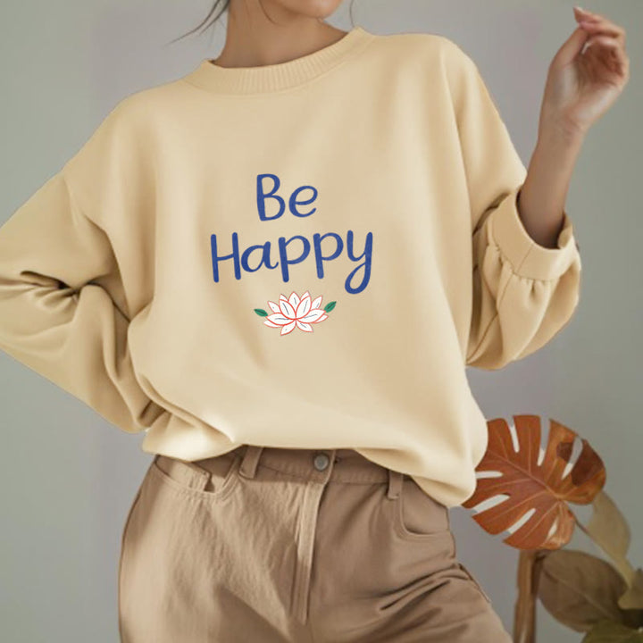 Sweat-shirt doublé en polaire douce avec motif Buddha Stones BE HAPPY Lotus
