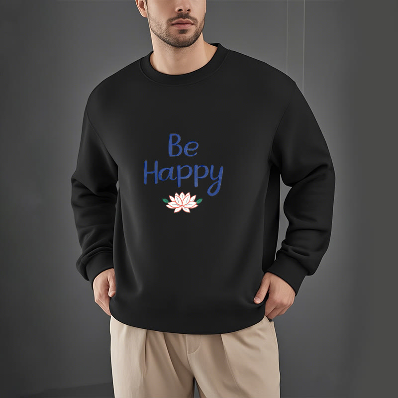 Sweat-shirt doublé en polaire douce avec motif Buddha Stones BE HAPPY Lotus