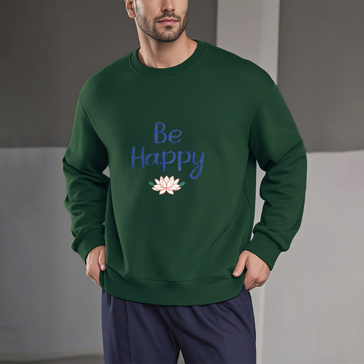 Sweat-shirt doublé en polaire douce avec motif Buddha Stones BE HAPPY Lotus