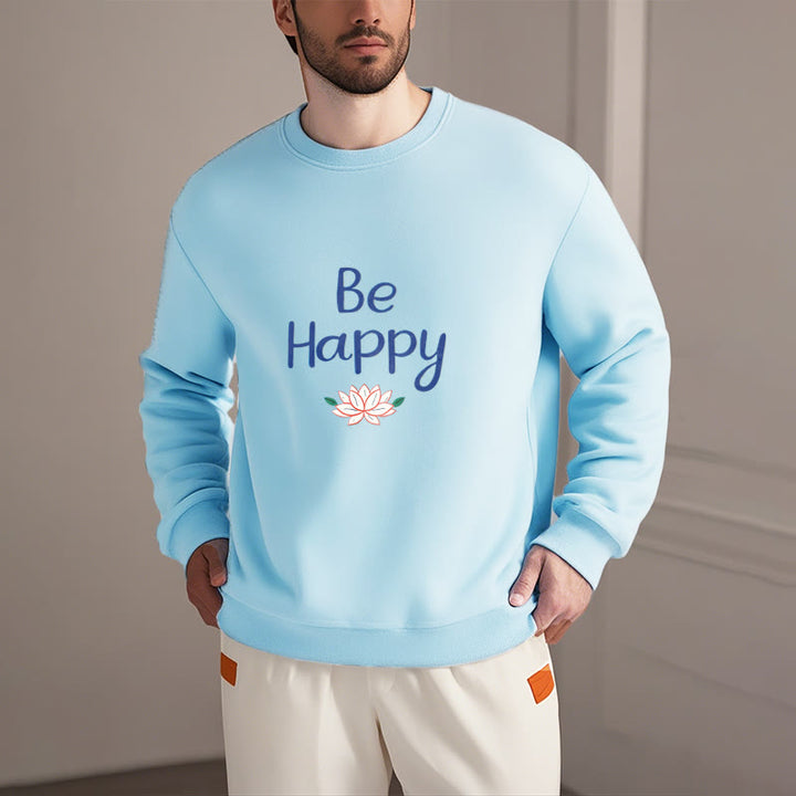 Sweat-shirt doublé en polaire douce avec motif Buddha Stones BE HAPPY Lotus