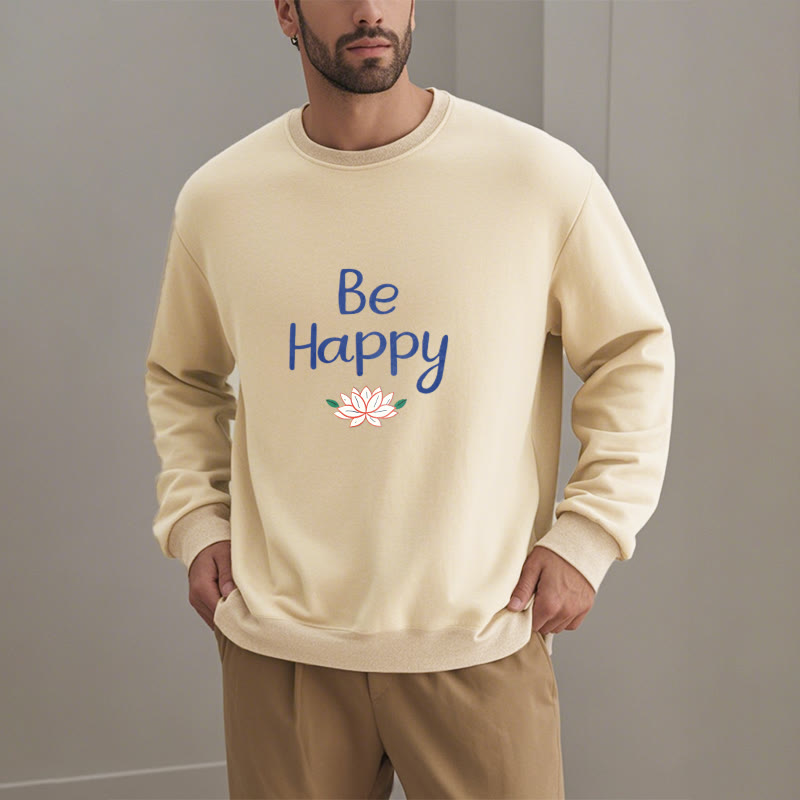 Sweat-shirt doublé en polaire douce avec motif Buddha Stones BE HAPPY Lotus