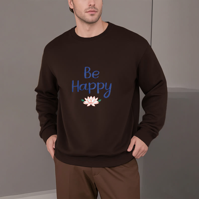 Sweat-shirt doublé en polaire douce avec motif Buddha Stones BE HAPPY Lotus