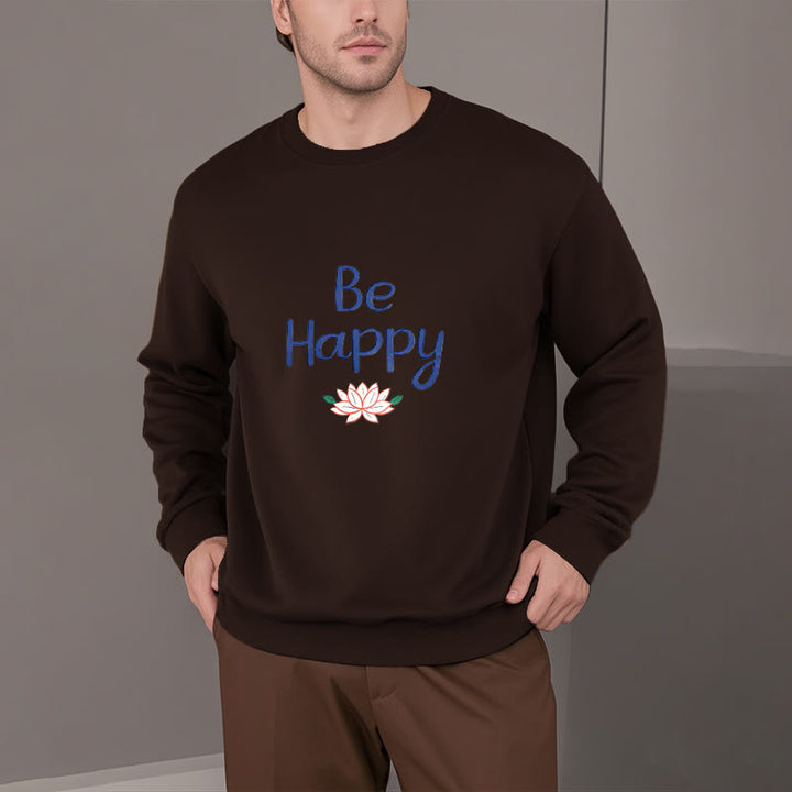 Sweat-shirt doublé en polaire douce avec motif Buddha Stones BE HAPPY Lotus