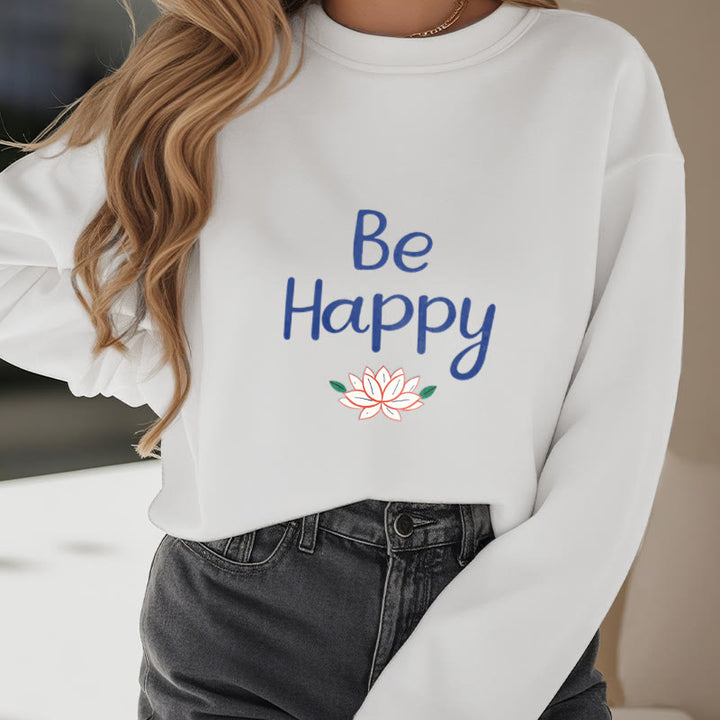 Sweat-shirt doublé en polaire douce avec motif Buddha Stones BE HAPPY Lotus