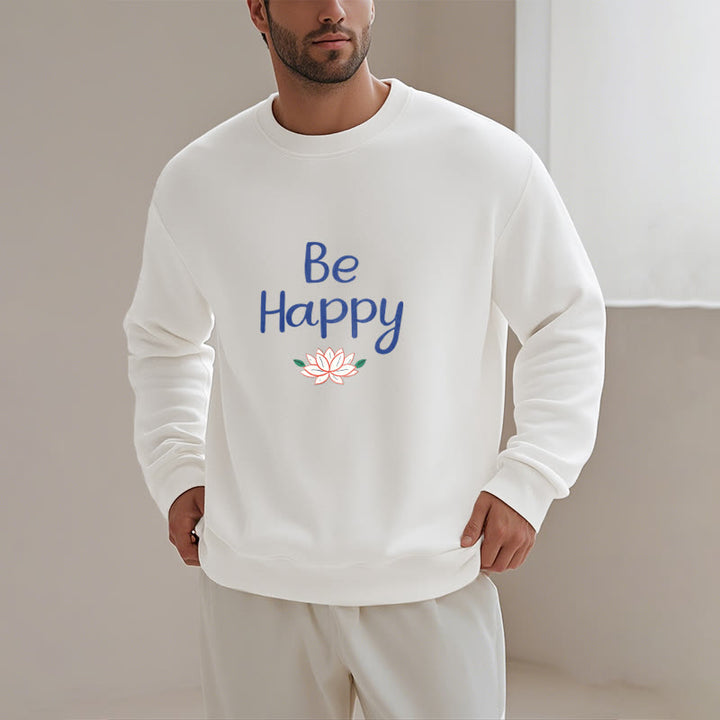 Sweat-shirt doublé en polaire douce avec motif Buddha Stones BE HAPPY Lotus