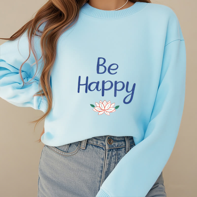 Sweat-shirt doublé en polaire douce avec motif Buddha Stones BE HAPPY Lotus