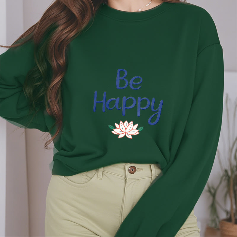 Sweat-shirt doublé en polaire douce avec motif Buddha Stones BE HAPPY Lotus