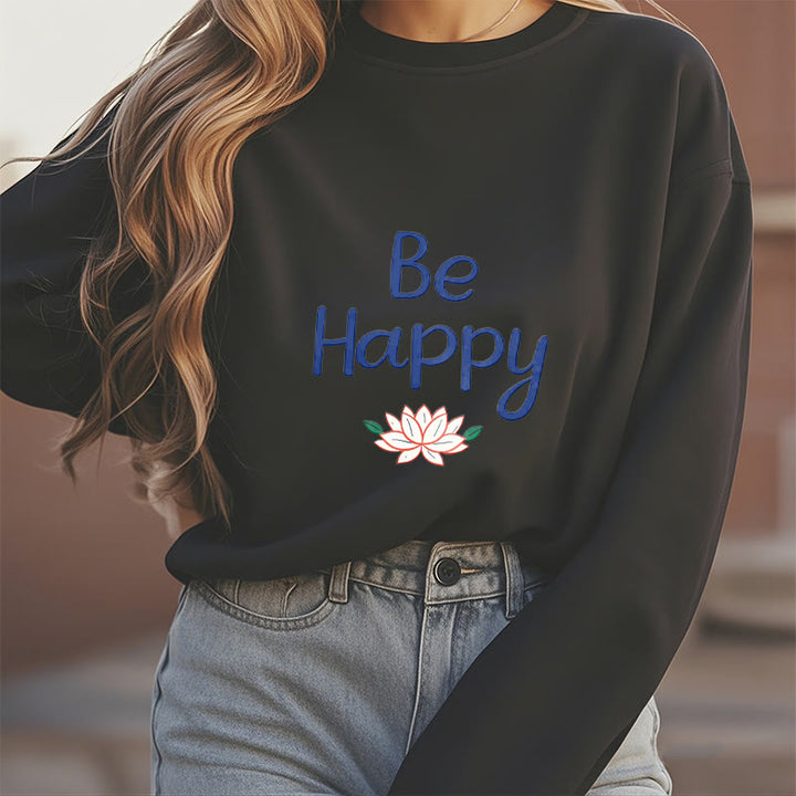Sweat-shirt doublé en polaire douce avec motif Buddha Stones BE HAPPY Lotus
