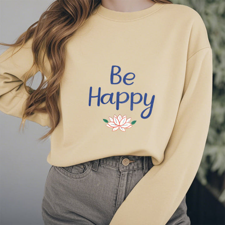 Sweat-shirt doublé en polaire douce avec motif Buddha Stones BE HAPPY Lotus
