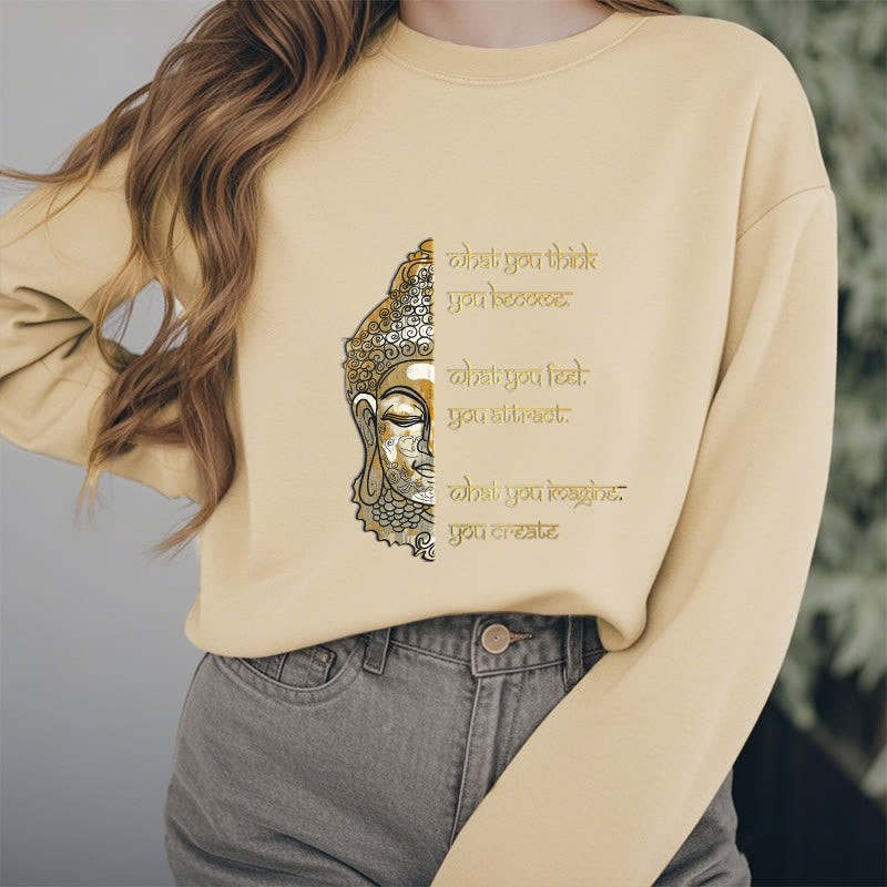 Sweat-shirt en polyester doublé polaire avec inscription « What You Think » de Buddha Stones